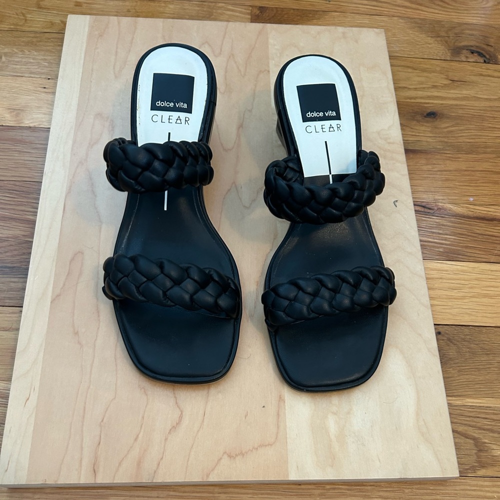 Dolce Vita Black Braided Double-Strap Slide Sandals